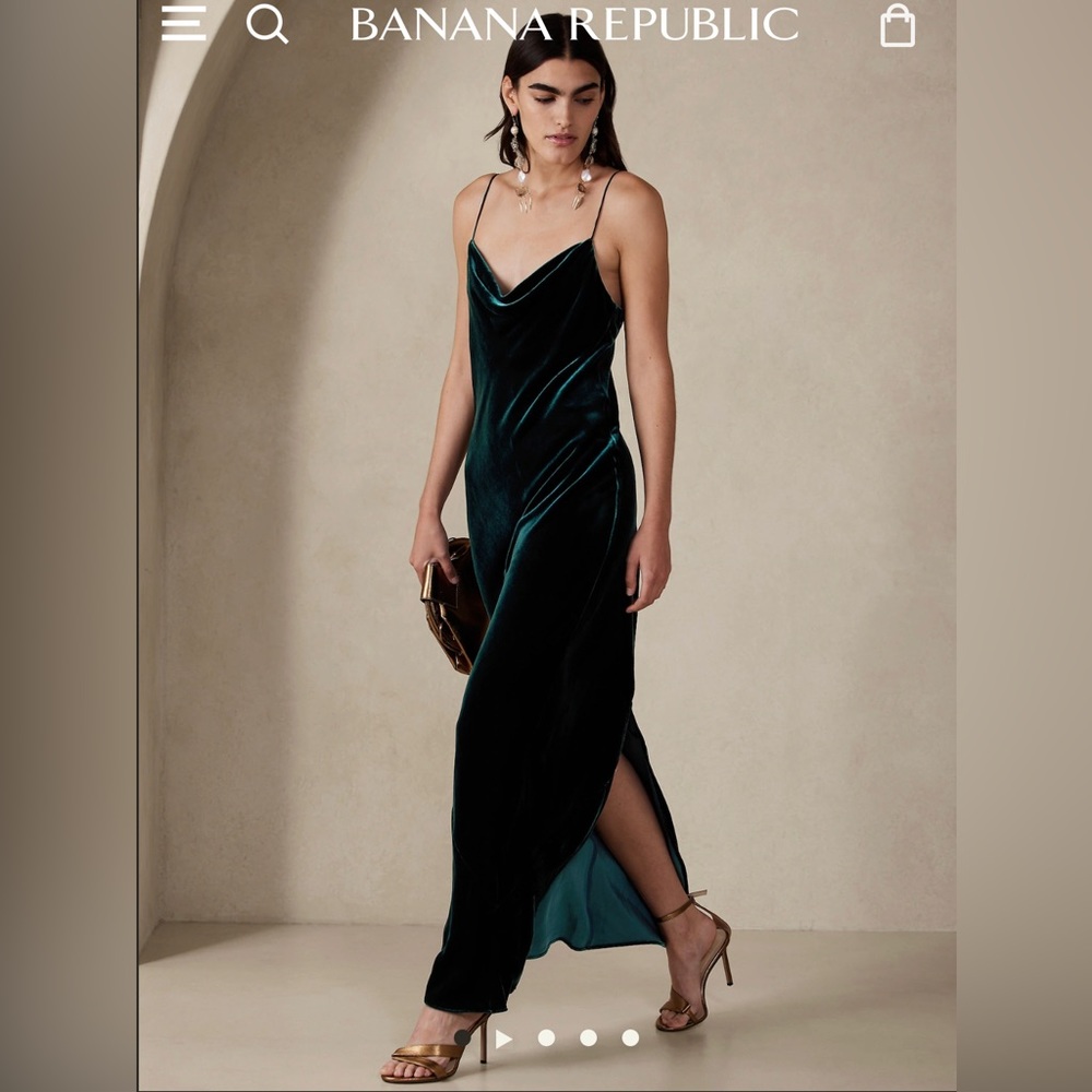 Brand new with tags Banana Republic green velvet dress